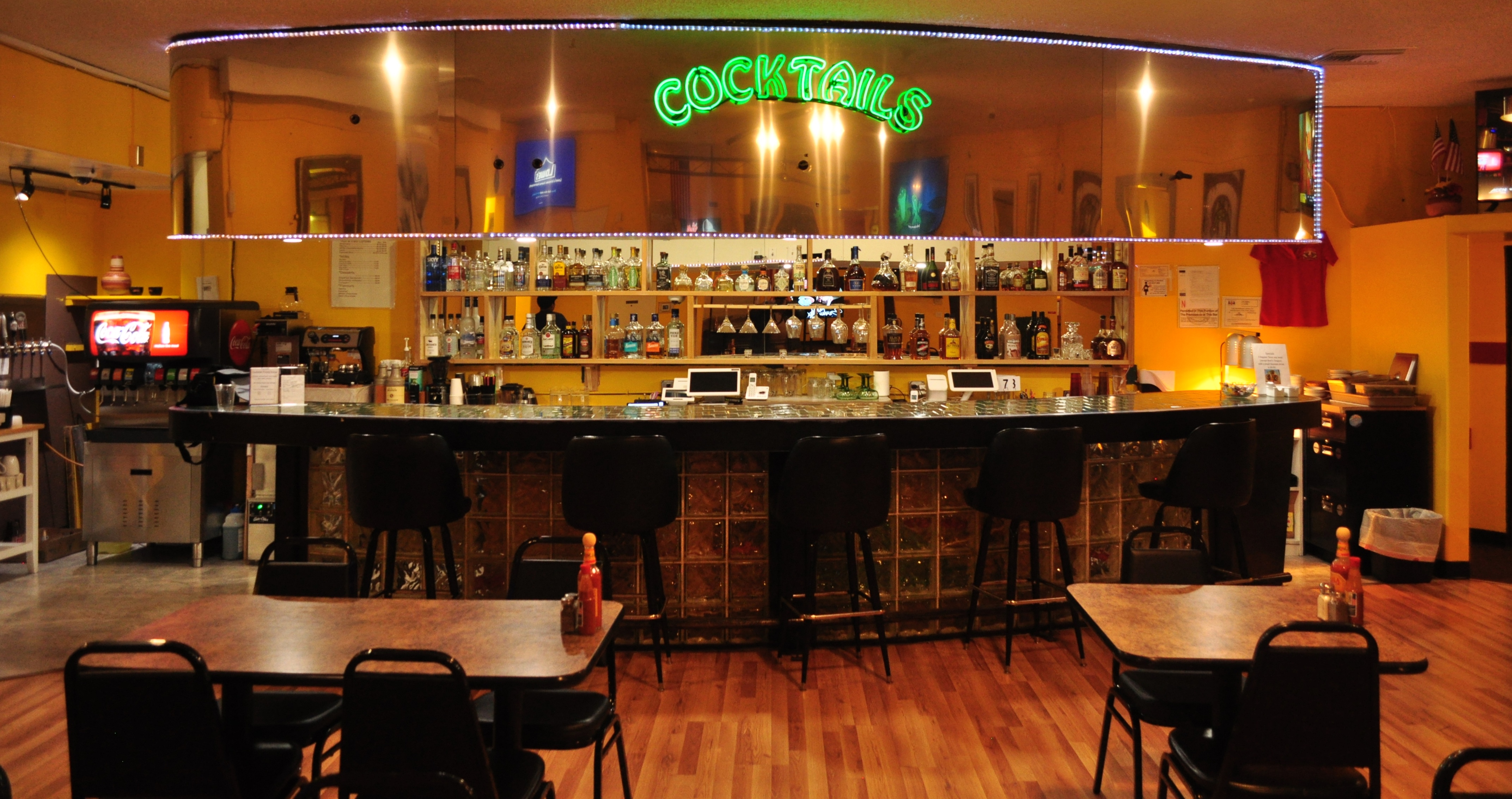 The bar and dining room at Taqueria Portland